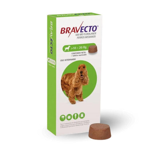 Bravecto - 1 Tableta - para Perro Mediano 10 a 20 kg