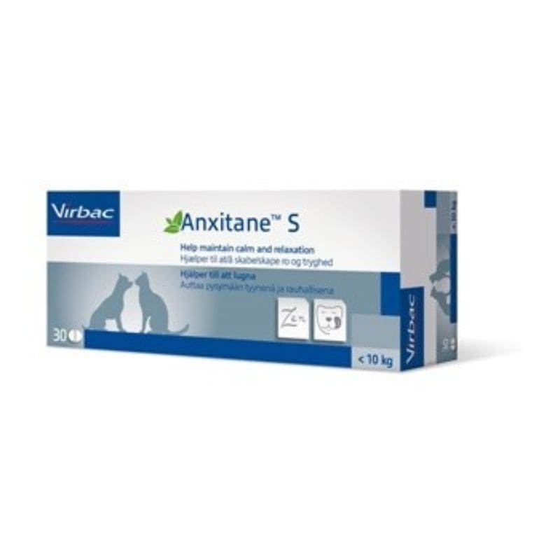 Virbac - Anxitane S Suplemento Natural Antiestrés para gatos y perros pequeños, 30 tabletas