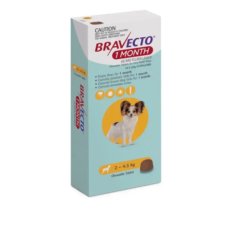 Bravecto 1 Mes 2 a 4.5 kg - 1 Tableta