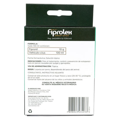 Fiprolex Pipeta - Antipulgas para Perro Raza Chica 1 a 10 kg