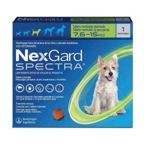 Nexgard Spectra - Perro mediano 7.6 a 15kg - 1 Tableta