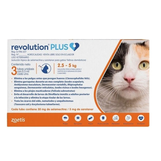 Revolution Plus Gato 2.5 a 5 kg - 3 pipetas