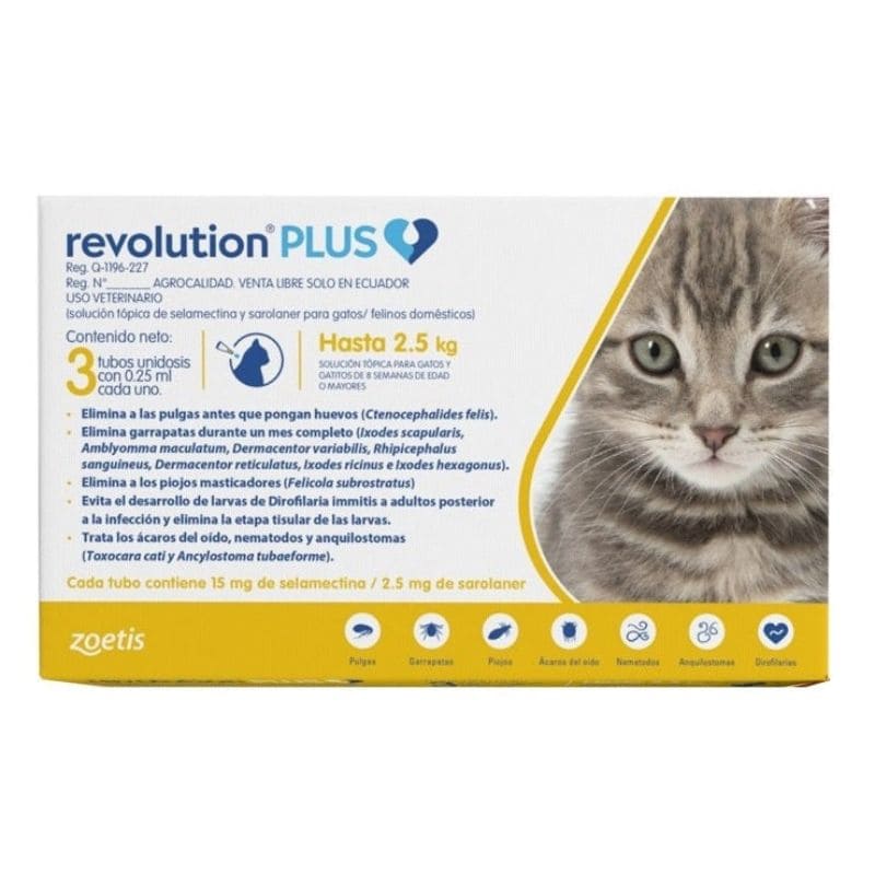 Revolution Plus Gato hasta 2.5 kg - 3 pipetas